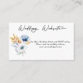 Dusty Blauw Wit Goud Bloemen Bruiloft Website Informatiekaartje (Voorkant)