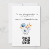 Dusty Blauw Wit Gouden Bloemenboog Foto QR Code Save The Date (Achterkant)