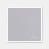 Dusty Blauw Wit Script Naam Douche Cocktail Servet (Voorkant)