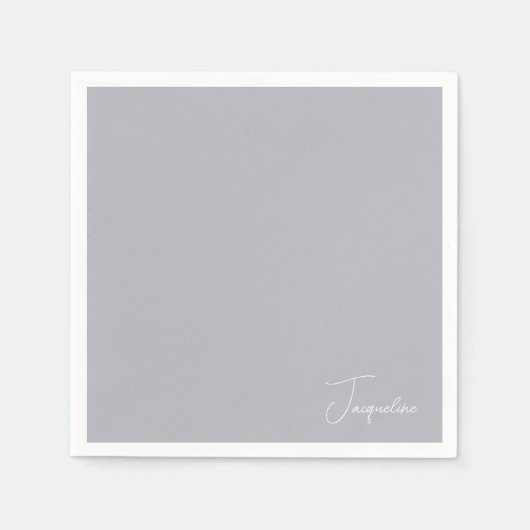 Dusty Blauw Wit Script Naam Douche Cocktail Servet (Voorkant)