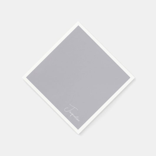 Dusty Blauw Wit Script Naam Douche Cocktail Servet (Hoek)