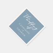 Dusty Blauw Wit Typografie Kustbruiloft Servet (Hoek)