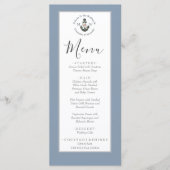Dusty Blauw zilver grijs, nautische thema bruiloft Menu (Voorkant)
