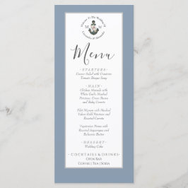 Dusty Blauw zilver grijs, nautische thema bruiloft Menu