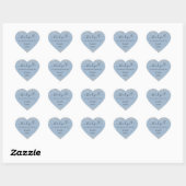 Dusty blauw zilveren hart dank u bruiloft hart sticker (Vel)