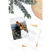 Dusty Blauw Zilveren Kant Bruiloft Dank u Kaart