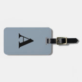 Dusty Blauw Zwart Monogram Bruiloft Gift Party Fav Bagagelabel (Voorkant horizontaal)