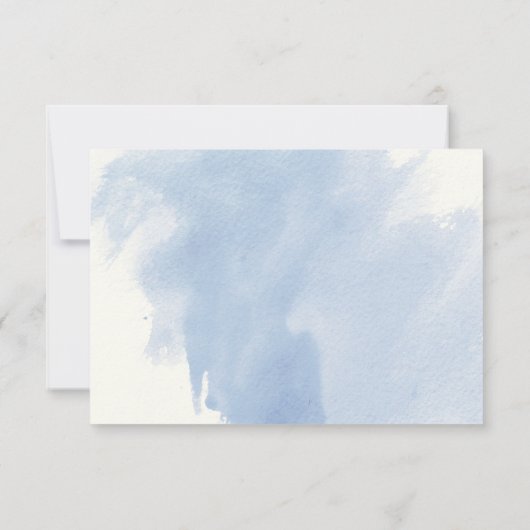 Dusty blauwe bloemen, bladeren bloemen winterbruil RSVP kaartje (Achterkant)