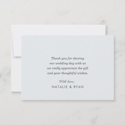 dusty blauwe bloemen bruiloft bedankt je kaart (Achterkant)