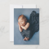 Dusty Blauwe Bloemen Navy Dop Dank u kaart (Achterkant)