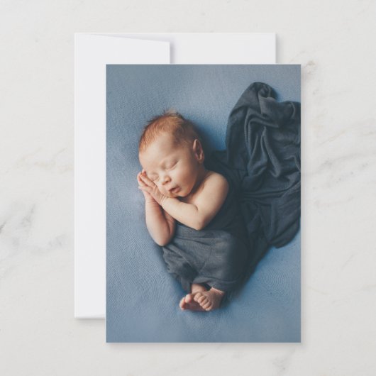 Dusty Blauwe Bloemen Navy Dop Dank u kaart (Achterkant)