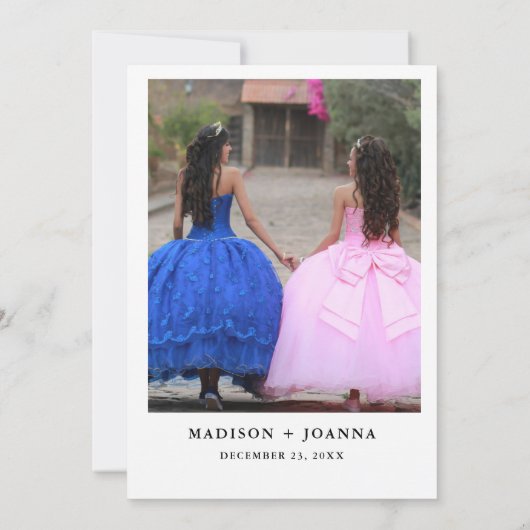 Dusty Blauwe Bloemen Vlinder Tweeling Meisje Quinc Kaart (Achterkant)