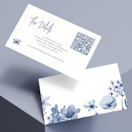 Dusty blauwe bruiloft QR CODE online RSVP details Informatiekaartje