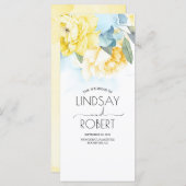 Dusty Blauwe en Gele Bloemen Trouwprogramma's Programmakaart (Voorkant / Achterkant)