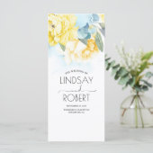 Dusty Blauwe en Gele Bloemen Trouwprogramma's Programmakaart (Staand voorkant)