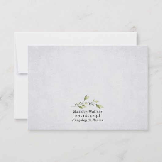 Dusty Blauwe Maaltijd Keuze Goud Elegant Bloemen B RSVP Kaartje (Achterkant)