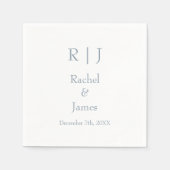 Dusty Blauwe Monogrammen Naam Eenvoudige Minimale  Servet (Voorkant)