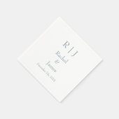 Dusty Blauwe Monogrammen Naam Eenvoudige Minimale  Servet (Hoek)