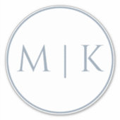 Dusty Blauwe Monogrammen Naam Eenvoudige Minimale  Sticker (Voorkant)