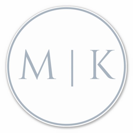 Dusty Blauwe Monogrammen Naam Eenvoudige Minimale  Sticker (Voorkant)