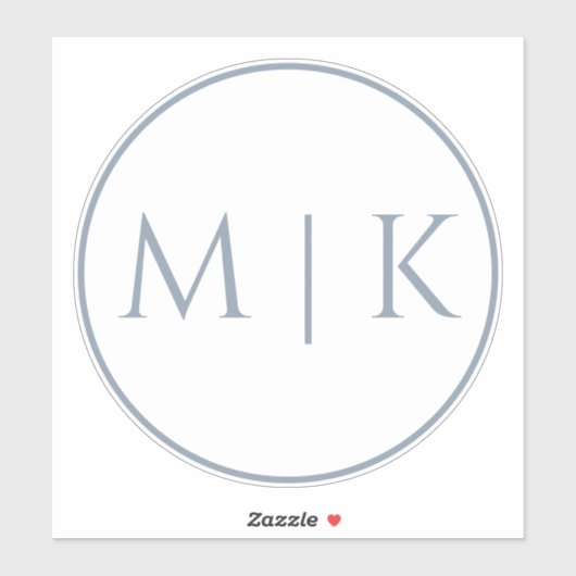 Dusty Blauwe Monogrammen Naam Eenvoudige Minimale Sticker (Vel)