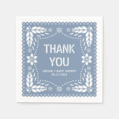 Dusty blauwe papel picado dank u baby jongen douch servet (Voorkant)