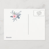 dusty blauwe rozen sparen het datumwitte manuscrip aankondigingskaart (Achterkant)