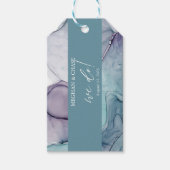 Dusty Blauwgroen Alcohol Ink Wedding Gift Labels Cadeaulabel (Voorkant)
