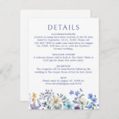 Dusty Blauwgroen Blue Wildflower Wedding Details Informatiekaartje (Voorkant / Achterkant)