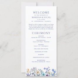 Dusty Blauwgroen Blue Wildflowers Wedding Program