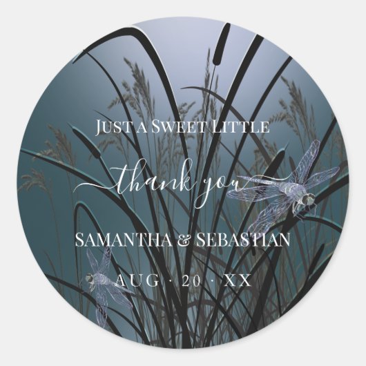 Dusty Blauwgroen Dragonflies Ronde Sticker (Voorkant)