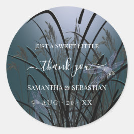 Dusty Blauwgroen Dragonflies Ronde Sticker