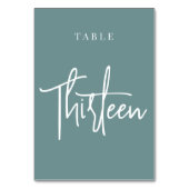 Dusty Blauwgroen hand Scripted Table DERDE Kaart (Achterkant)