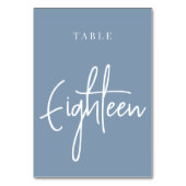 Dusty Blauwgroen hand Scripted Table EIGHTEEN Kaart (Achterkant)