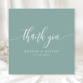 Dusty Blauwgroen minimalistisch script bruiloft Bedankkaart