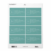 Dusty Blauwgroen Monogrammed Return Address Etiket (Full Sheet)