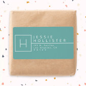 Dusty Blauwgroen Monogrammed Return Address Etiket