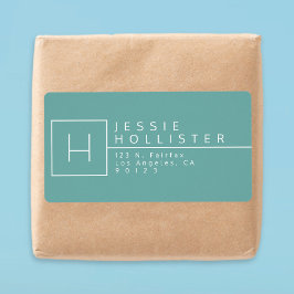 Dusty Blauwgroen Monogrammed Return Address Etiket