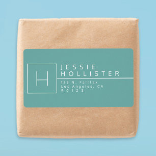 Dusty Blauwgroen Monogrammed Return Address Etiket