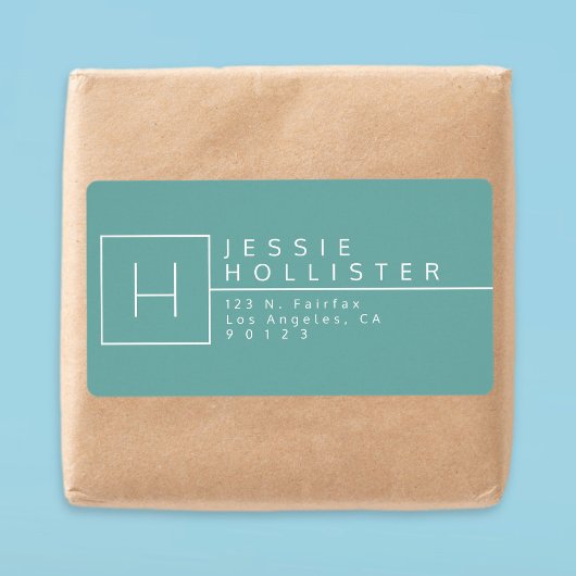 Dusty Blauwgroen Monogrammed Return Address Etiket