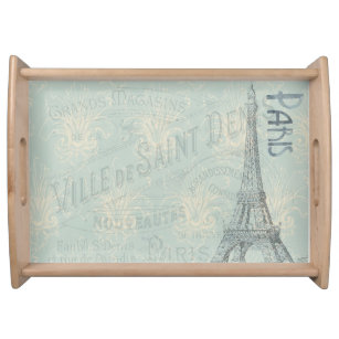 Dusty Blauwgroen Paris Eiffel Tower Dienblad