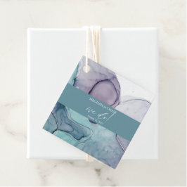 Dusty Blauwgroen Plum Paars Alcohol Ink Wedding Bedankjes Labels