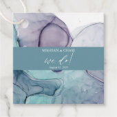Dusty Blauwgroen Plum Paars Alcohol Ink Wedding Bedankjes Labels (Voorkant)
