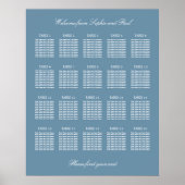 Dusty Blue 20 Table Wedding Seating Chart Poster (Voorkant)