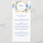 Dusty Blue 2 Bloemen Gouden Bruiloft Menu (Voorkant)