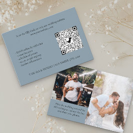 Dusty Blue 2 Foto Online RSVP QR Code Weddenschap Informatiekaartje