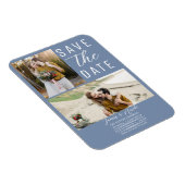 Dusty Blue 2 foto's Bewaar de datum Bruiloft Magneet (Rechterzijde)