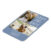 Dusty Blue 2 foto's Bewaar de datum Bruiloft Magneet (Linkerzijde)