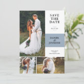 Dusty Blue 3-foto galerij bruiloft Bewaar de datum Save The Date (Staand voorkant)