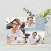 Dusty Blue 3 Foto Law School Graduparty Kaart (Staand voorkant)